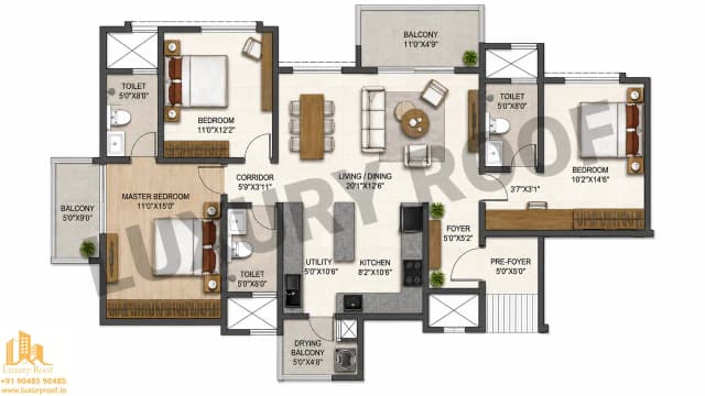 3 BHK Floor Plan