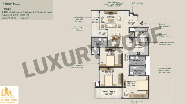 3 BHK Floor Plan