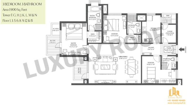3 BHK Floor Plan