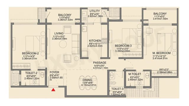 3 BHK Floor Plan