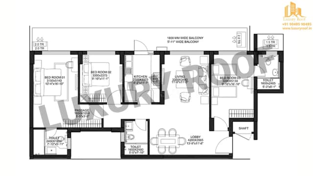 3 BHK Floor Plan