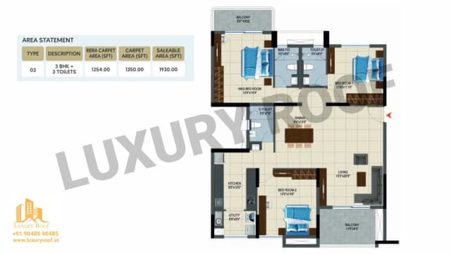 3 BHK Floor Plan