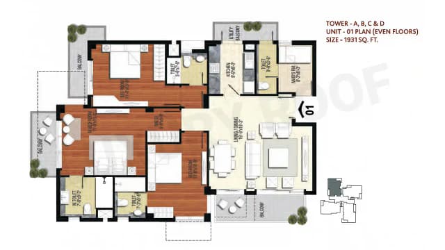 3 BHK Floor Plan