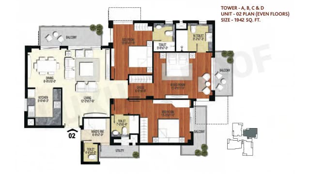 3 BHK Floor Plan