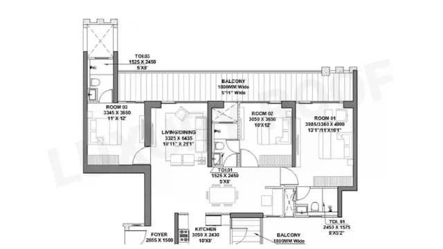 3 BHK Floor Plan