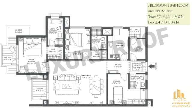 3 BHK Floor Plan