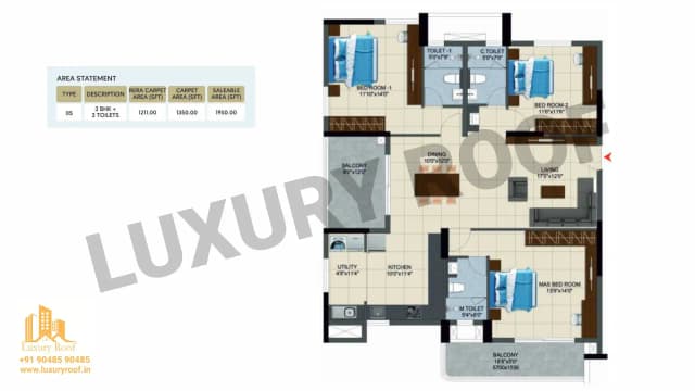 3 BHK Floor Plan