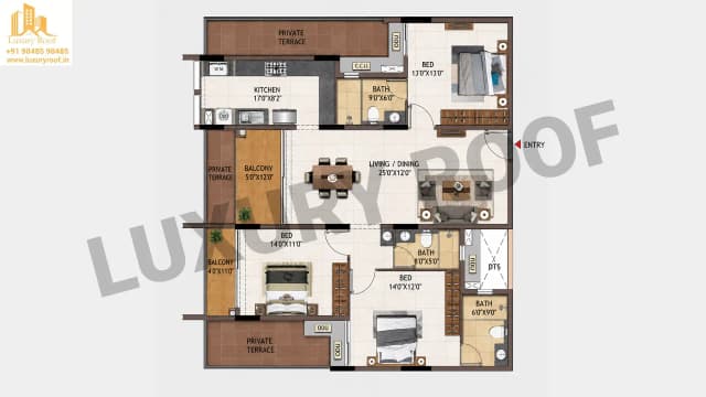 3 BHK Floor Plan