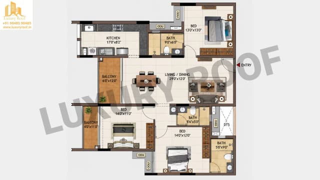 3 BHK Floor Plan