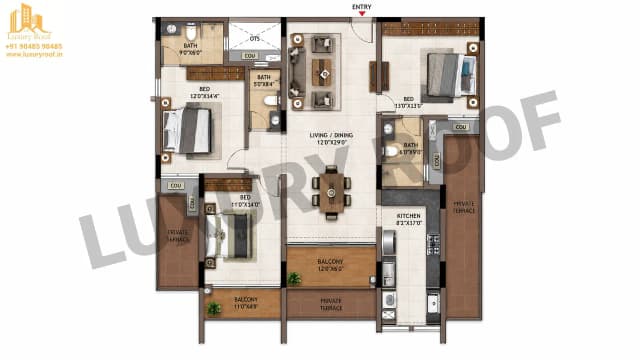 3 BHK Floor Plan
