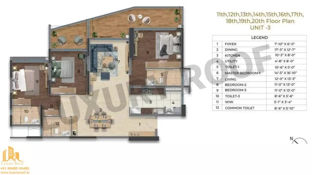 3 BHK Floor Plan