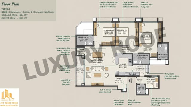3 BHK Floor Plan