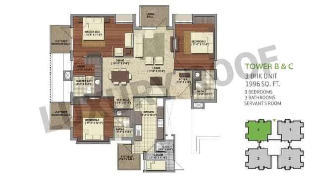 3 BHK Floor Plan