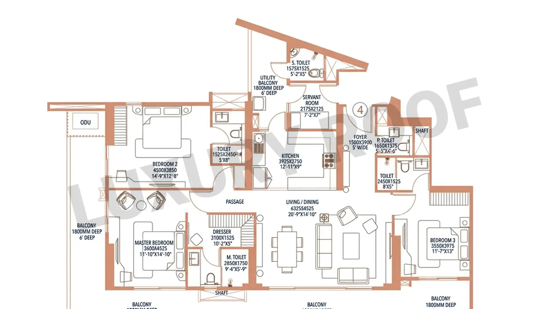 3 BHK Floor Plan