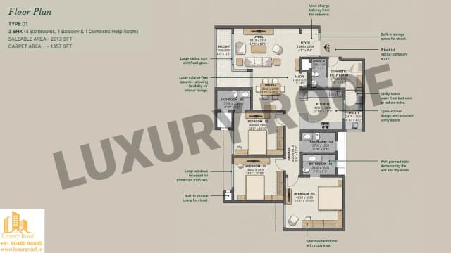 3 BHK Floor Plan