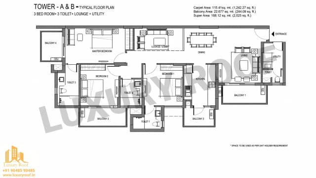 3 BHK Floor Plan