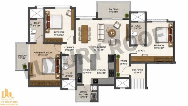 3 BHK Floor Plan