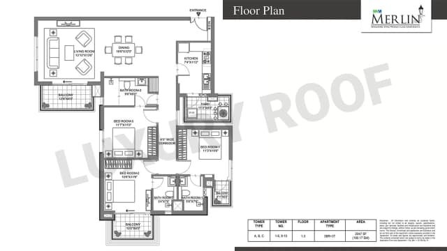 3 BHK Floor Plan