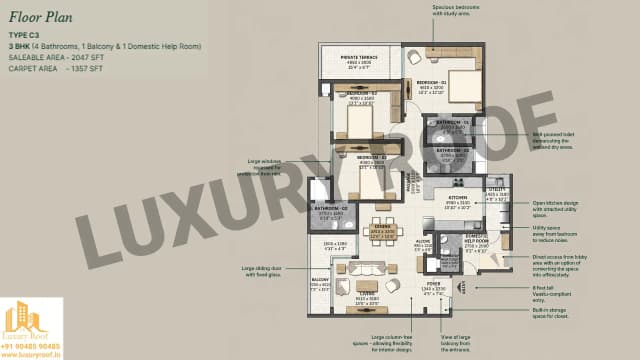 3 BHK Floor Plan