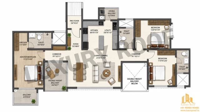 3 BHK Floor Plan