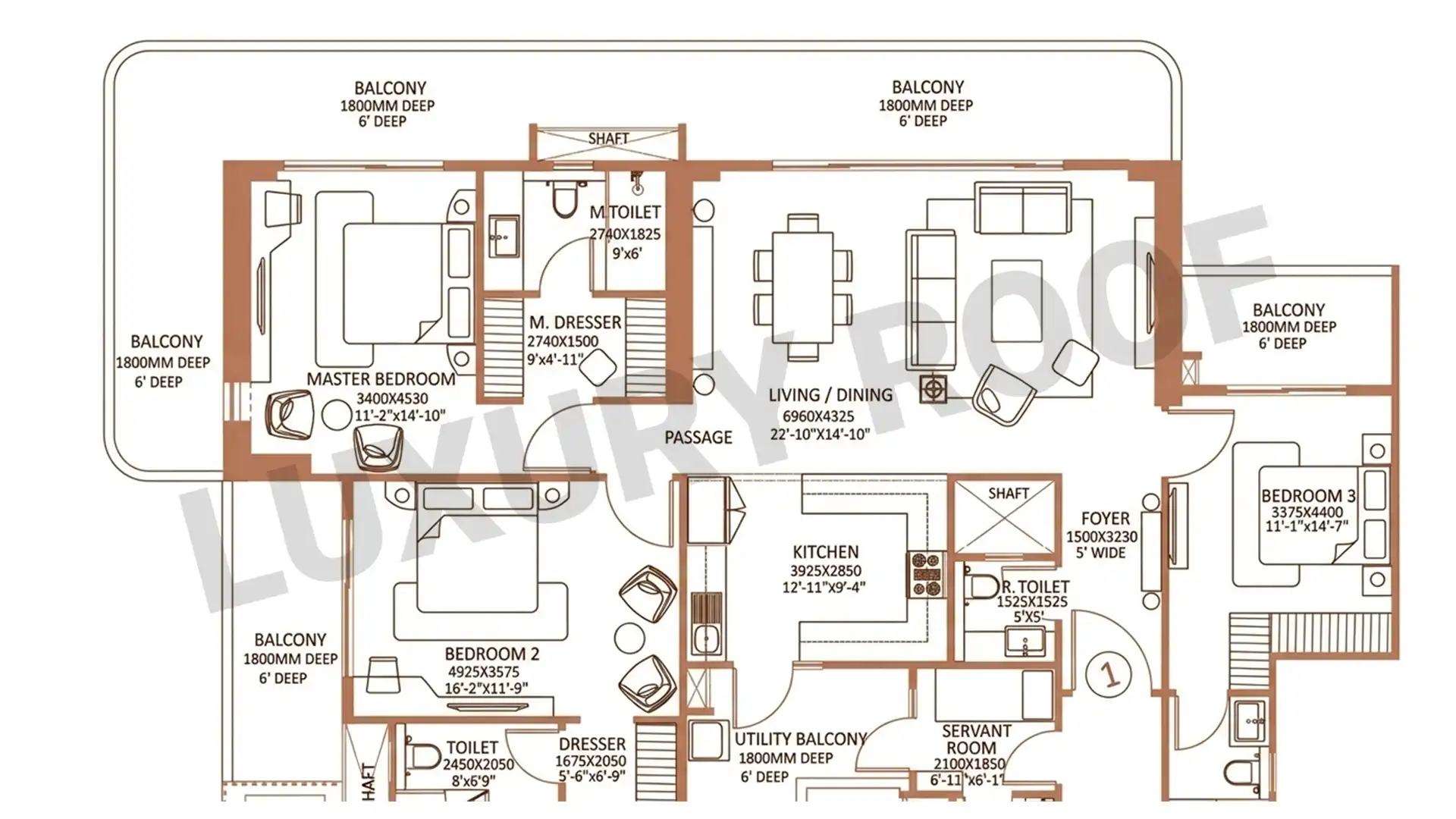 3 BHK Floor Plan