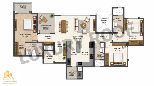 3 BHK Floor Plan
