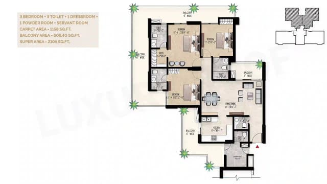 3 BHK Floor Plan
