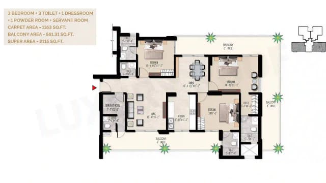 3 BHK Floor Plan
