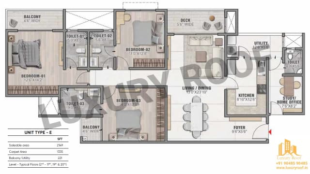 3 BHK Floor Plan
