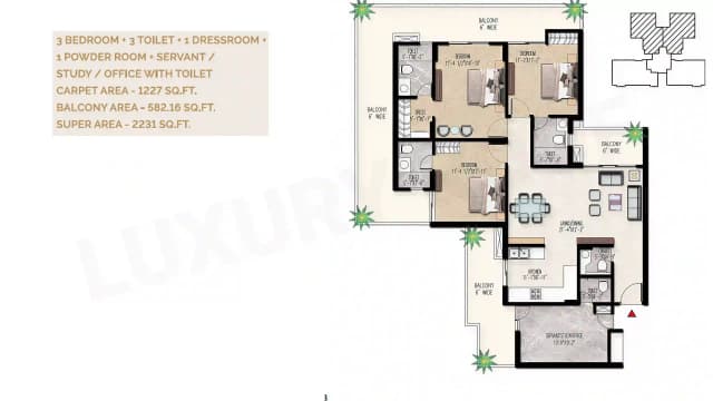 3 BHK Floor Plan