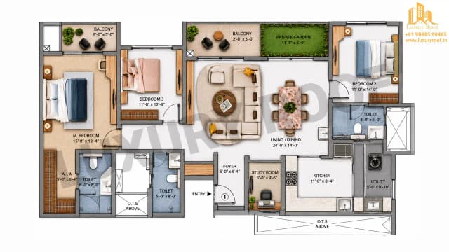 3 BHK Floor Plan
