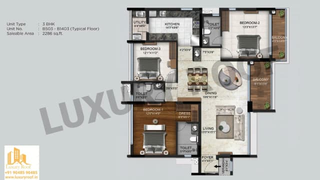 3 BHK Floor Plan