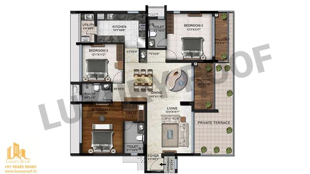 3 BHK Floor Plan