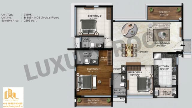 3 BHK Floor Plan