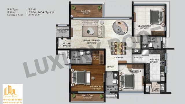 3 BHK Floor Plan