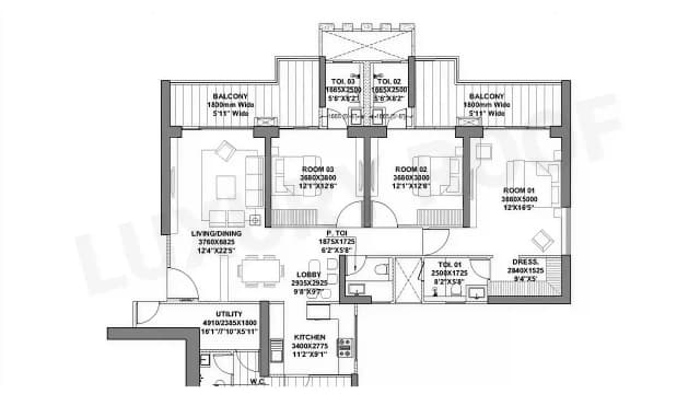 3 BHK Floor Plan