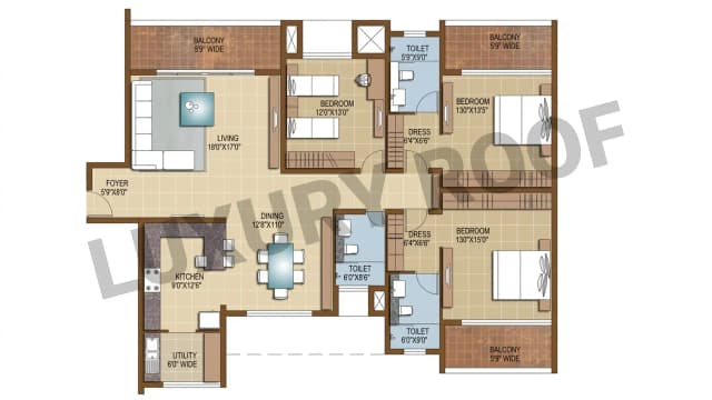 3 BHK Floor Plan
