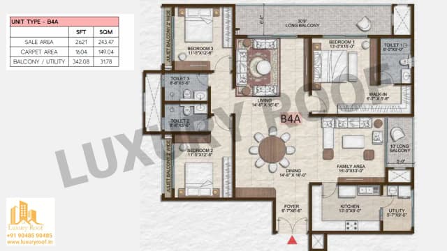 3 BHK Floor Plan