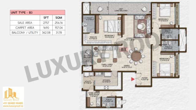 3 BHK Floor Plan