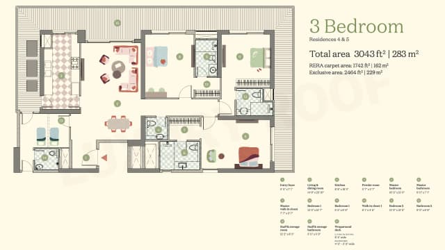 3 BHK + Floor Plan