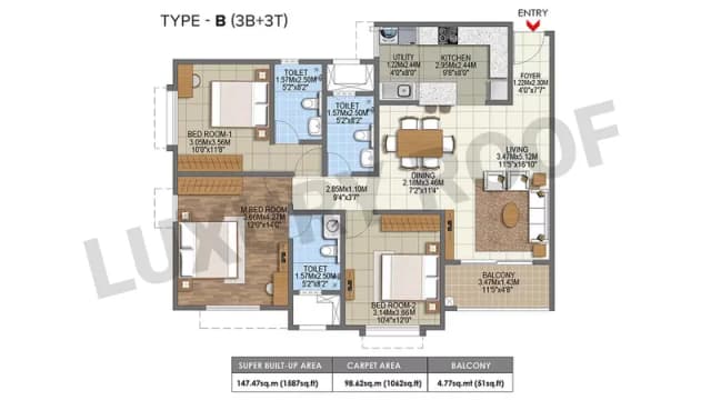 3 BHK Floor Plan