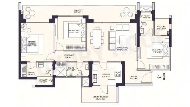 3 BHK Floor Plan