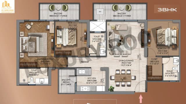 3 BHK Floor Plan