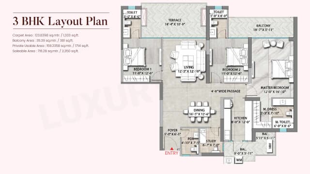 3 BHK Floor Plan