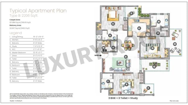 3 BHK Floor Plan