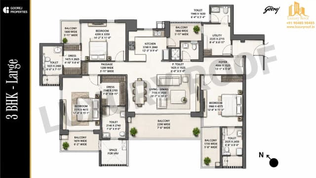 3 BHK Floor Plan