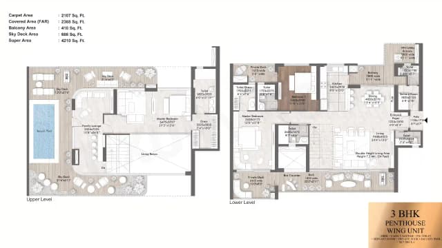3 BHK Penthouse Floor Plan
