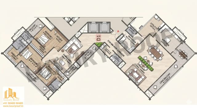 3 BHK Penthouse Floor Plan