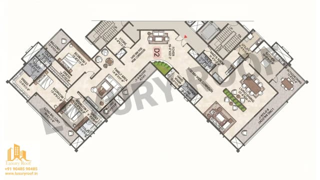 3 BHK Penthouse Floor Plan
