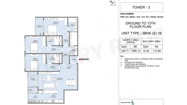 3 BHK Floor Plan